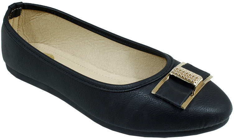 babe-ladies-ballerina-shoes-w/buckle---black