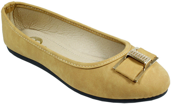 babe-ladies-ballerina-shoes-w/buckle---brown