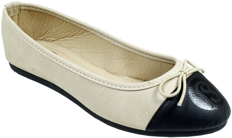 babe-ladies-ballerina-shoes---beige/black-toe