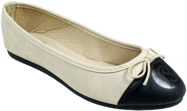 babe-ladies-ballerina-shoes---beige/black-toe