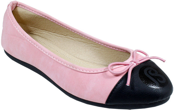 babe-ladies-ballerina-shoes---pink/black-toe