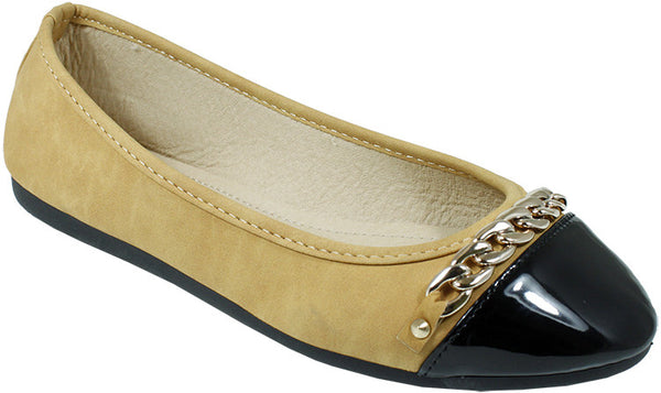 babe-ladies-ballerina-shoes---brown-w/gold-trim