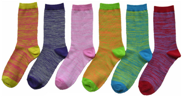 women's-novelty-crew-socks---neon-stripes-prints---size-9-11