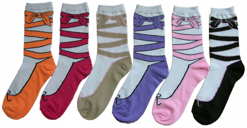 women's-novelty-crew-socks---ballet-slipper-prints---size-9-11