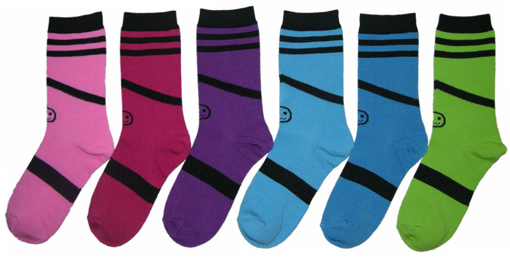 women's-novelty-crew-socks---stripe-w/-face-graphic-prints---size-9-11