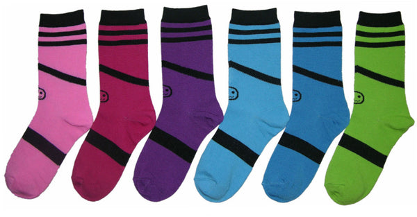 women's-novelty-crew-socks---stripe-w/-face-graphic-prints---size-9-11