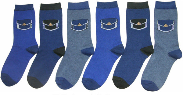 women's-novelty-crew-socks---blue-tones-w/-pocket-graphic---size-9-11