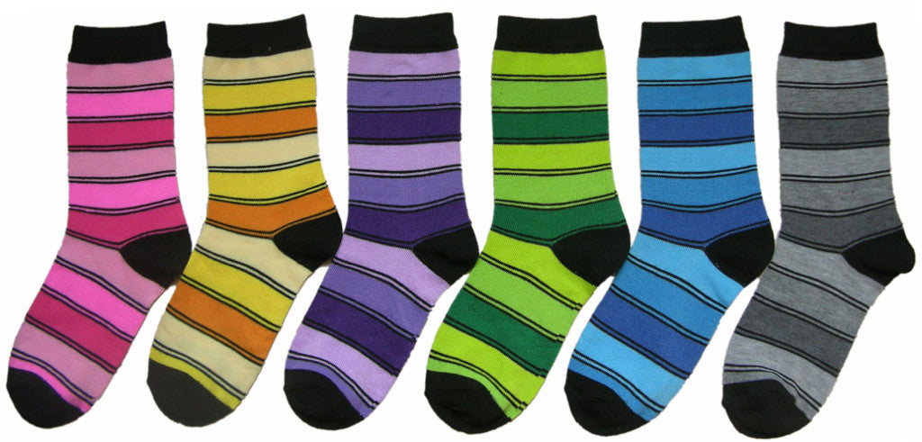 women's-novelty-crew-socks---multiple-stripes-prints---size-9-11