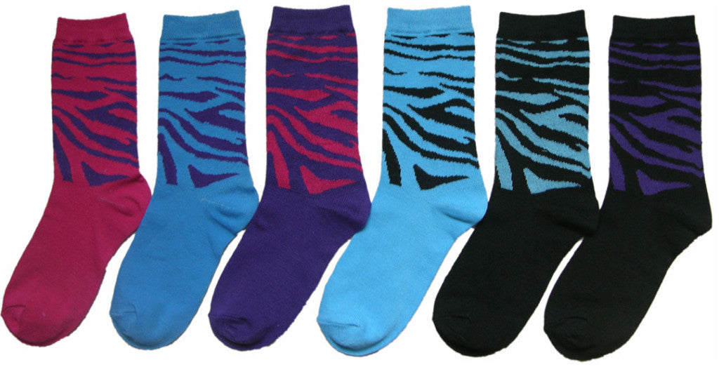 women's-novelty-crew-socks---zebra-prints---size-9-11
