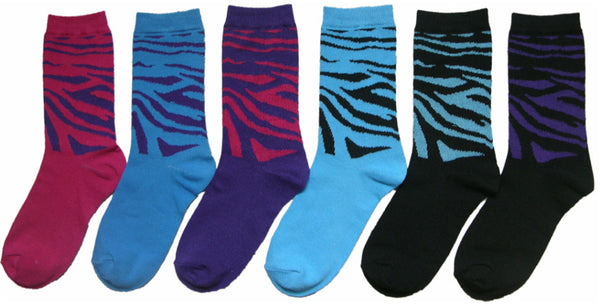 women's-novelty-crew-socks---zebra-prints---size-9-11