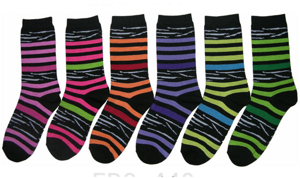 women's-novelty-crew-socks---neon-stripes-w/-weave-graphic---size-9-11