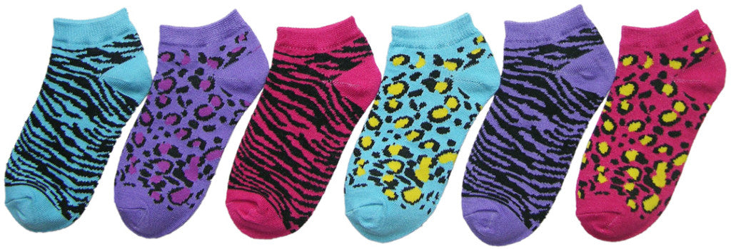 children's-no-show-socks---animal-prints---size-4-6