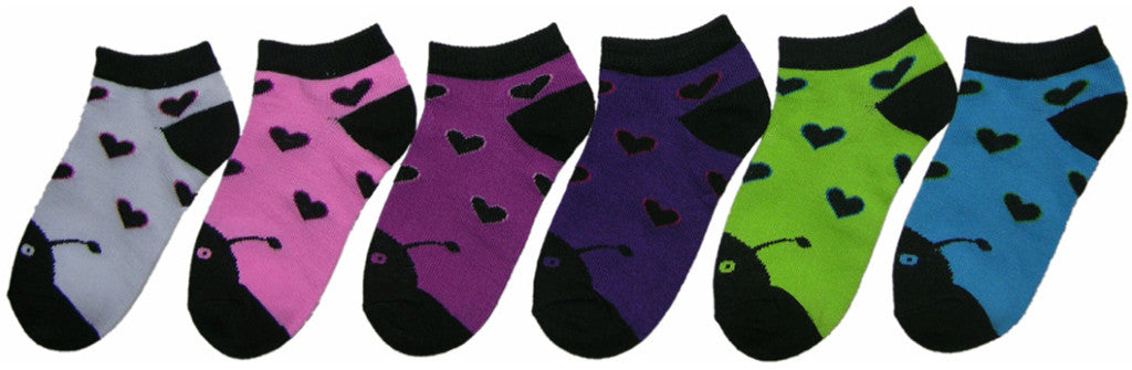 children's-no-show-socks---black-heart-fish-patterns---size-6-8
