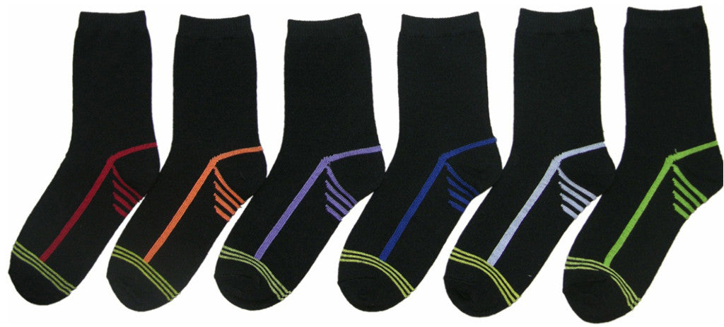 children's-ankle-socks---black-w/-neon-prints---sizes-4-6