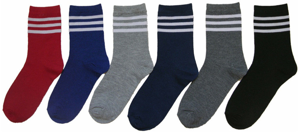 children's-ankle-socks---solid-w/-white-stripes---sizes-4-6