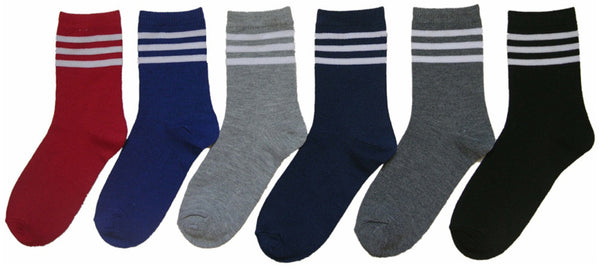 children's-ankle-socks---solid-w/-white-stripes---sizes-6-8