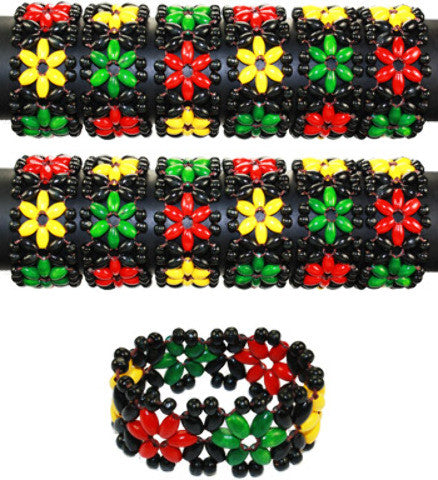 rasta-coco-beaded-stretch-bracelet-flower-design