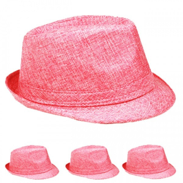 plain-pink-casual-fedora-hat