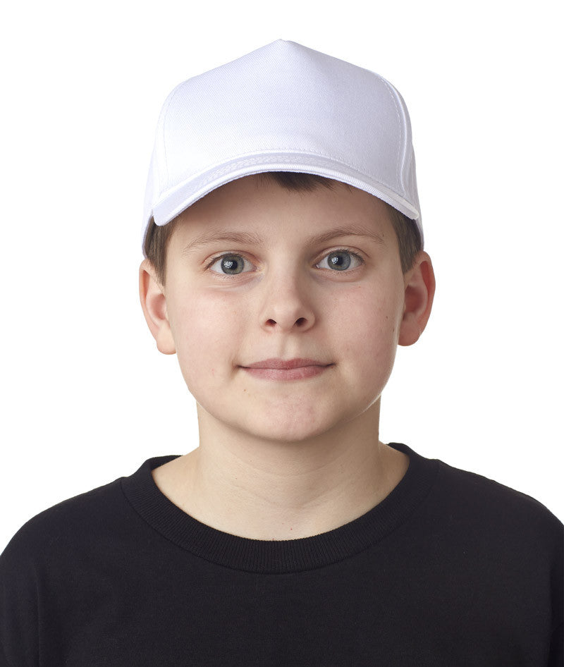 ultraclub-youth-classic-cut-cotton-twill-constructed-cap----white-(one)