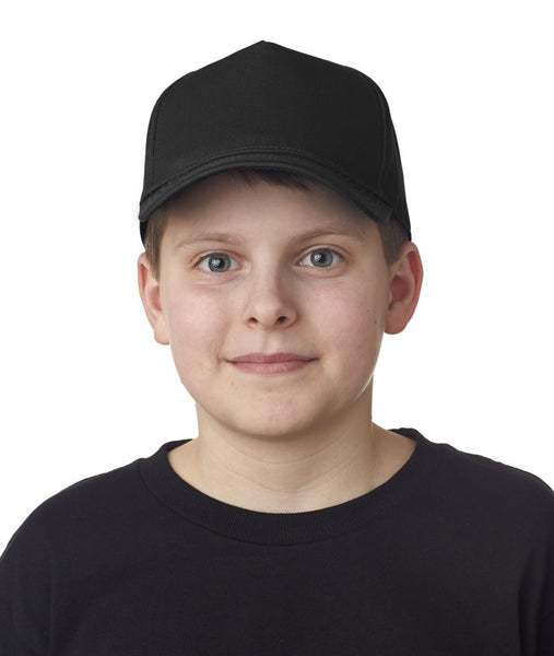ultraclub-youth-classic-cut-cotton-twill-constructed-cap----black-(one)
