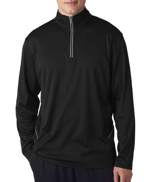 ultraclub-adult-cool-&-dry-sport-1/4-zip-pullover----black-(l)