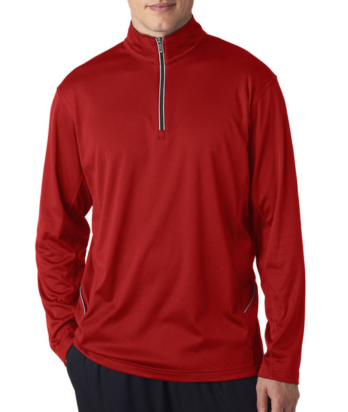 ultraclub-adult-cool-&-dry-sport-1/4-zip-pullover----red-(l)