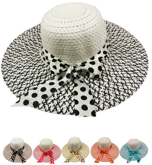 woman-summer-hat-w/polka-dot-bow