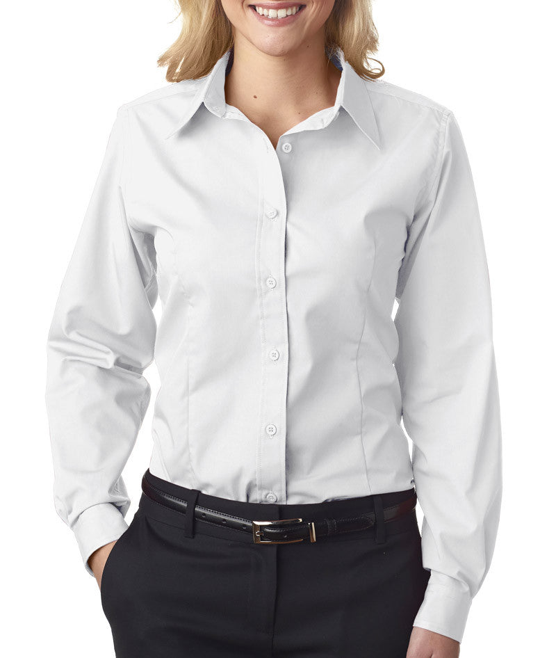 ultraclub-ladies'-easy-care-broadcloth----white-(xl)