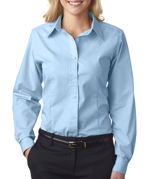 ultraclub-ladies'-easy-care-broadcloth----light-blue-(m)