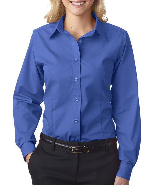 ultraclub-ladies'-easy-care-broadcloth----french-blue-(s)