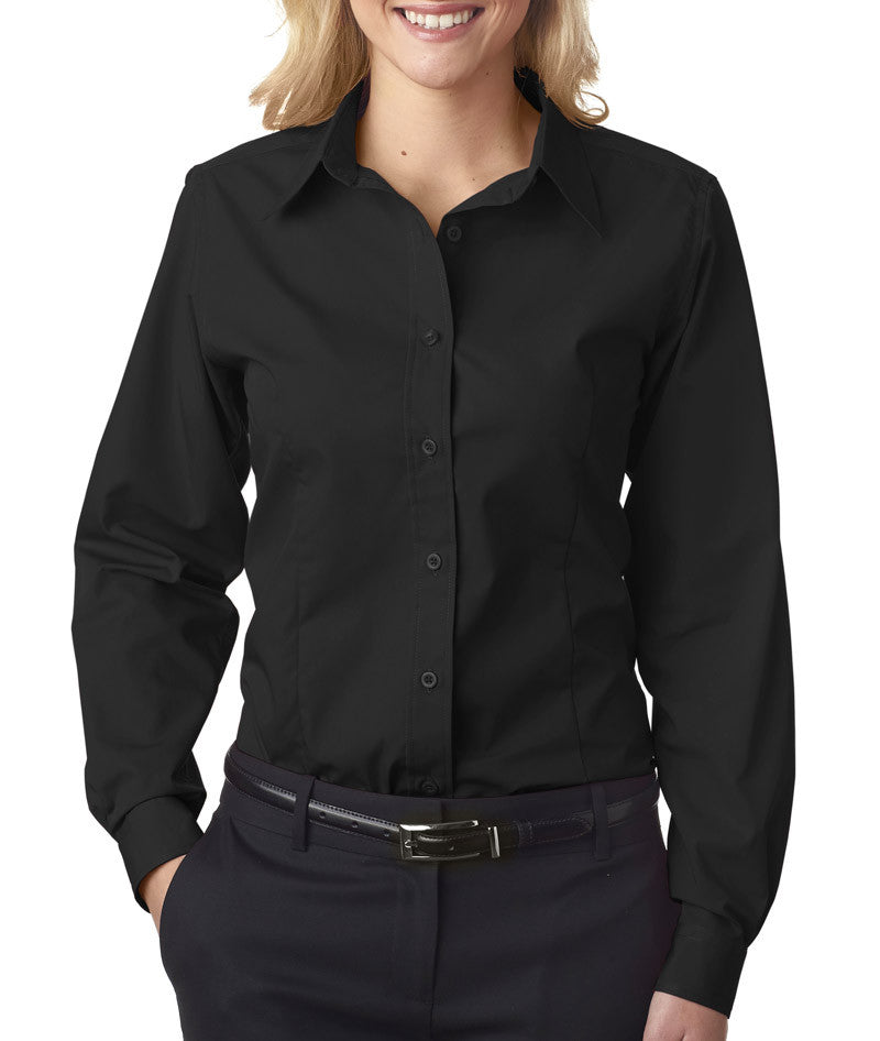 ultraclub-ladies'-easy-care-broadcloth----black-(3xl)
