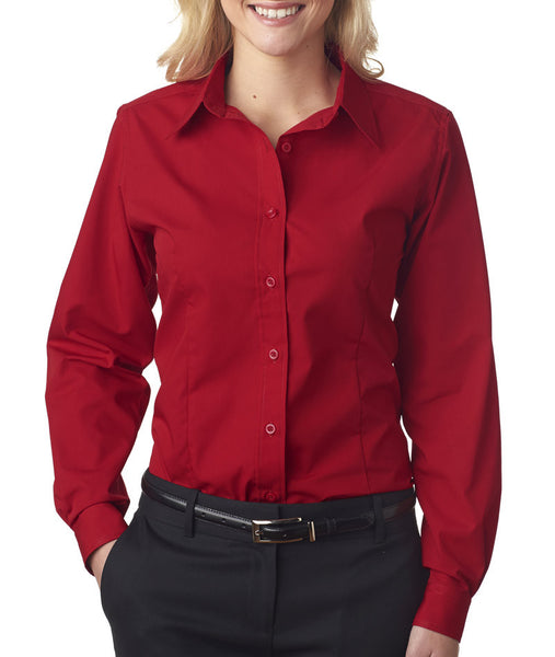 ultraclub-ladies'-easy-care-broadcloth----red-(3xl)