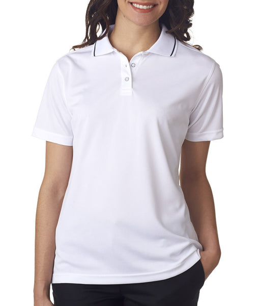 ultraclub-ladies'-polo-with-tipped-collar----white/navy-(s)