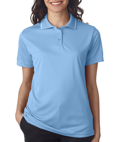 ultraclub-ladies'-polo-with-tipped-collar----columbia-blue/white-(xs)