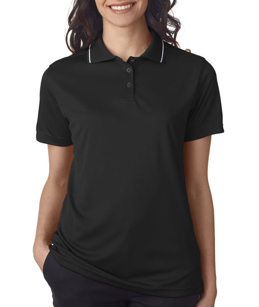 ultraclub-ladies'-polo-with-tipped-collar----black/white-(2xl)