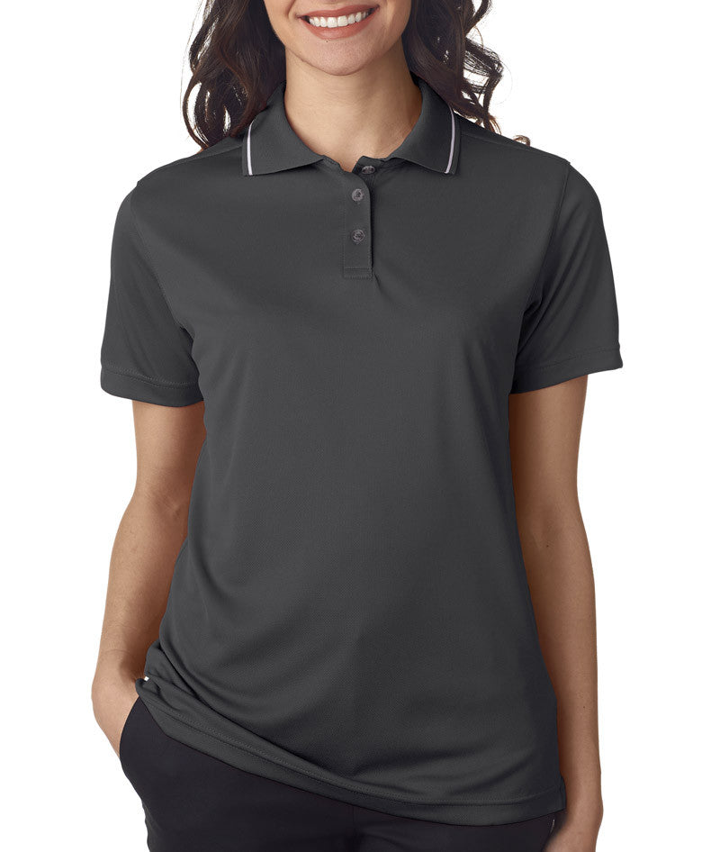 ultraclub-ladies'-polo-with-tipped-collar----charcoal/white-(xl)