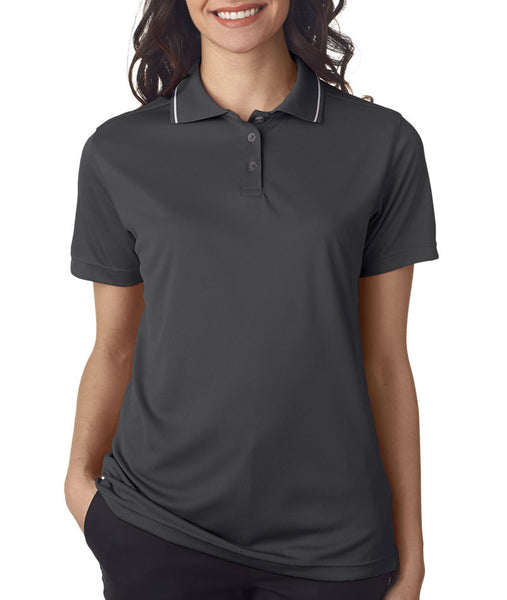 ultraclub-ladies'-polo-with-tipped-collar----charcoal/white-(xl)
