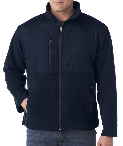 ultraclub-adult-fleece-jacket-with-quilted-yoke-overlay----navy-(2xl)