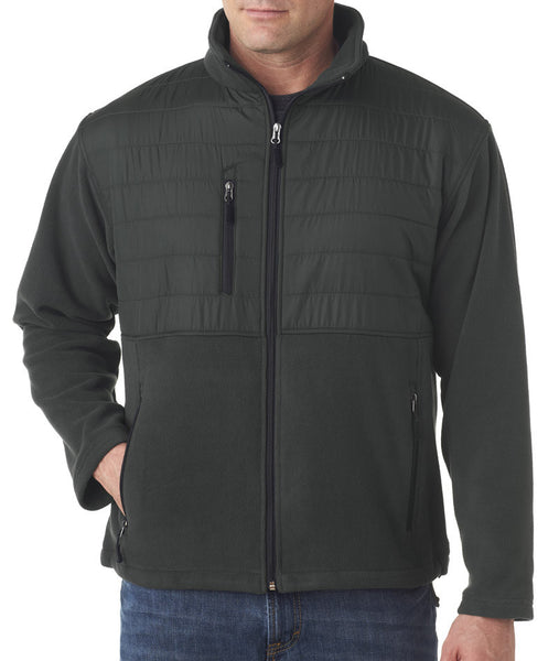 ultraclub-adult-fleece-jacket-with-quilted-yoke-overlay----charcoal-(s)