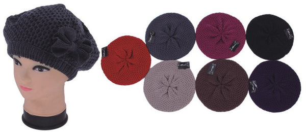 crochet-beret-hats-w/-bow-adornment