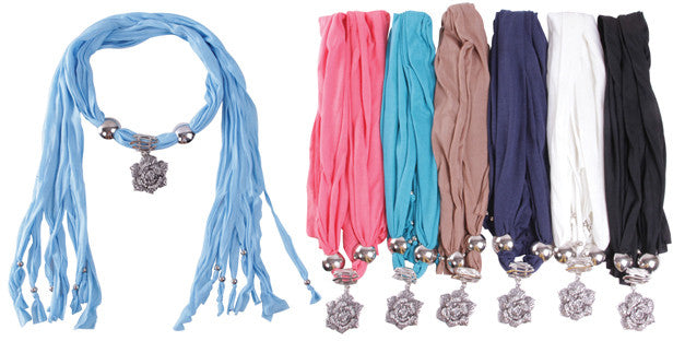 fashion-jewelry-scarves-w/-flower-pendants