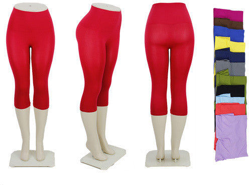 assorted-solid-color-high-waist-capri-leggings