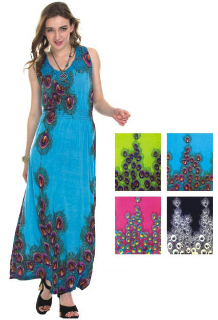 women's-plus-size-long-sundresses---peacock-prints