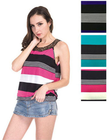 women's-sleeveless-tops---striped-prints