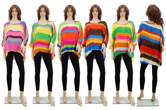 women's-blouses--striped-chiffon-loose-long-sleeve