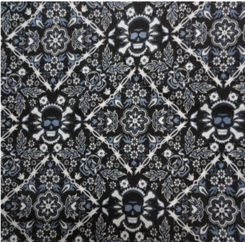 bandana--blue/black/white-print-w/skulls