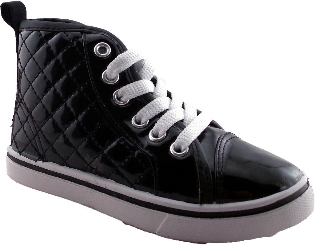 kids-size-5-10-black-pu-lace-up-sneaker