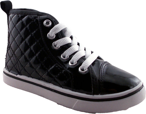 kids-size-5-10-black-pu-lace-up-sneaker
