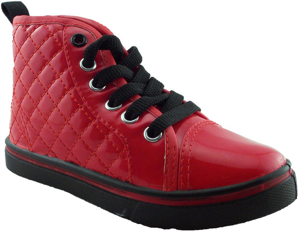 kids-5-10-red-quilted-pu-lace-up-sneaker