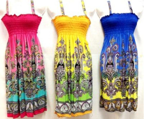 simple-strap-bright-color-knee-length-dresses
